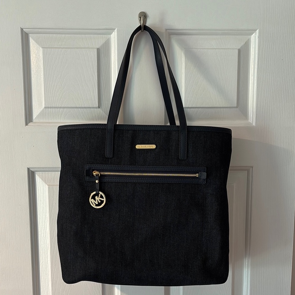 Michael Kors Blue Jean Tote with Gold-Tone Hardware